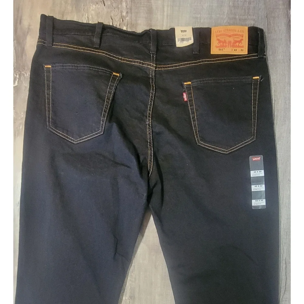 Levis 511 Slim Fit Stretch Jeans Black 04511-1907 Mens 42x32 NWT